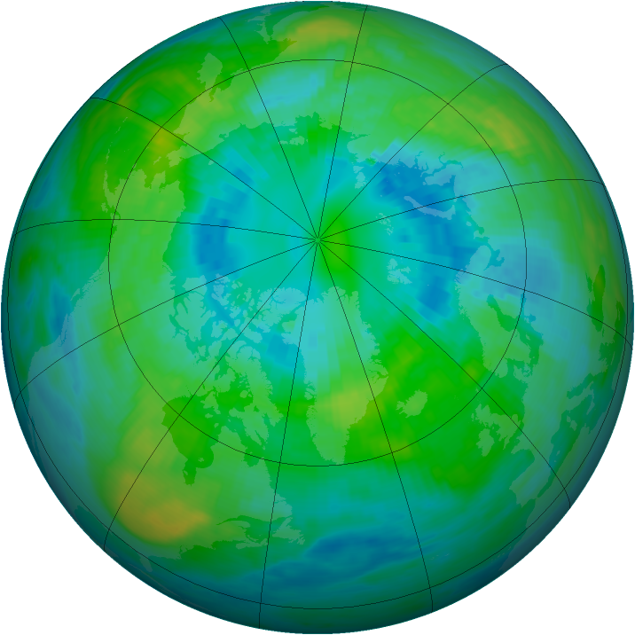 Arctic ozone map for 07 October 1987